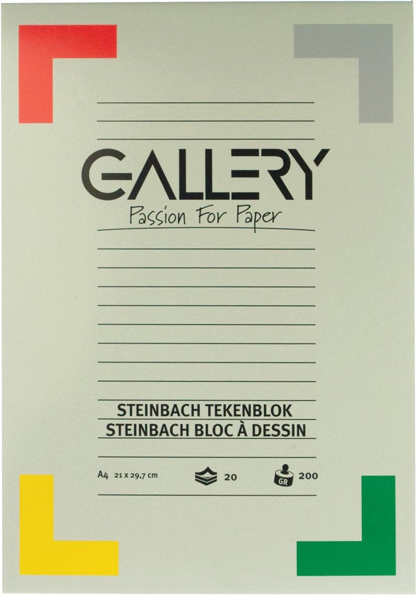 Bloc à dessin Gallery Steinbach grainé format 21 x 297 cm (a4) 200 g m² bloc de 20 feuilles