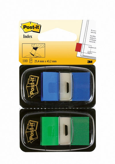 Pack duo standard d'index Post-it | 100 onglets | vert bleu