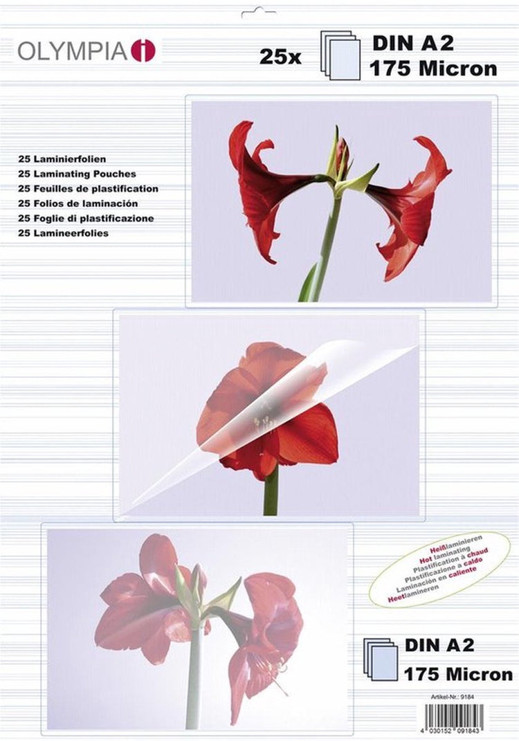 Feuille de plastification Olympia 1x25 DIN A2 175 microns 9184