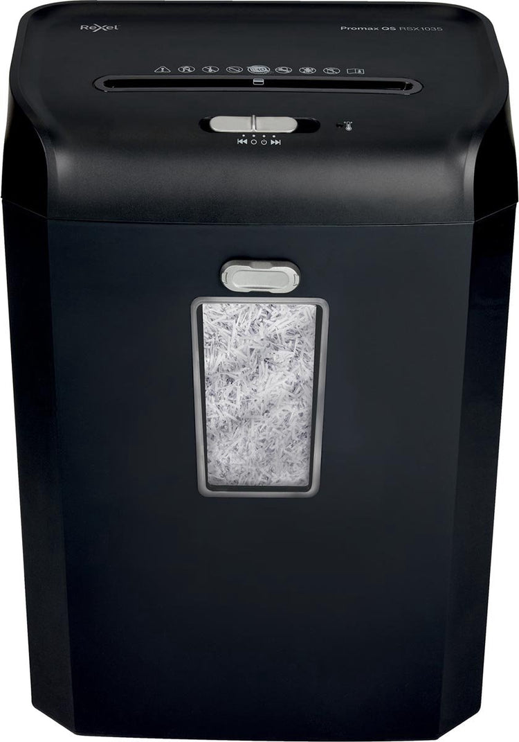 Destructeur de papier Rexel promax qs rsx1035 - déchiquetage p4 - jusqu'à 10 feuilles - 35l - noir