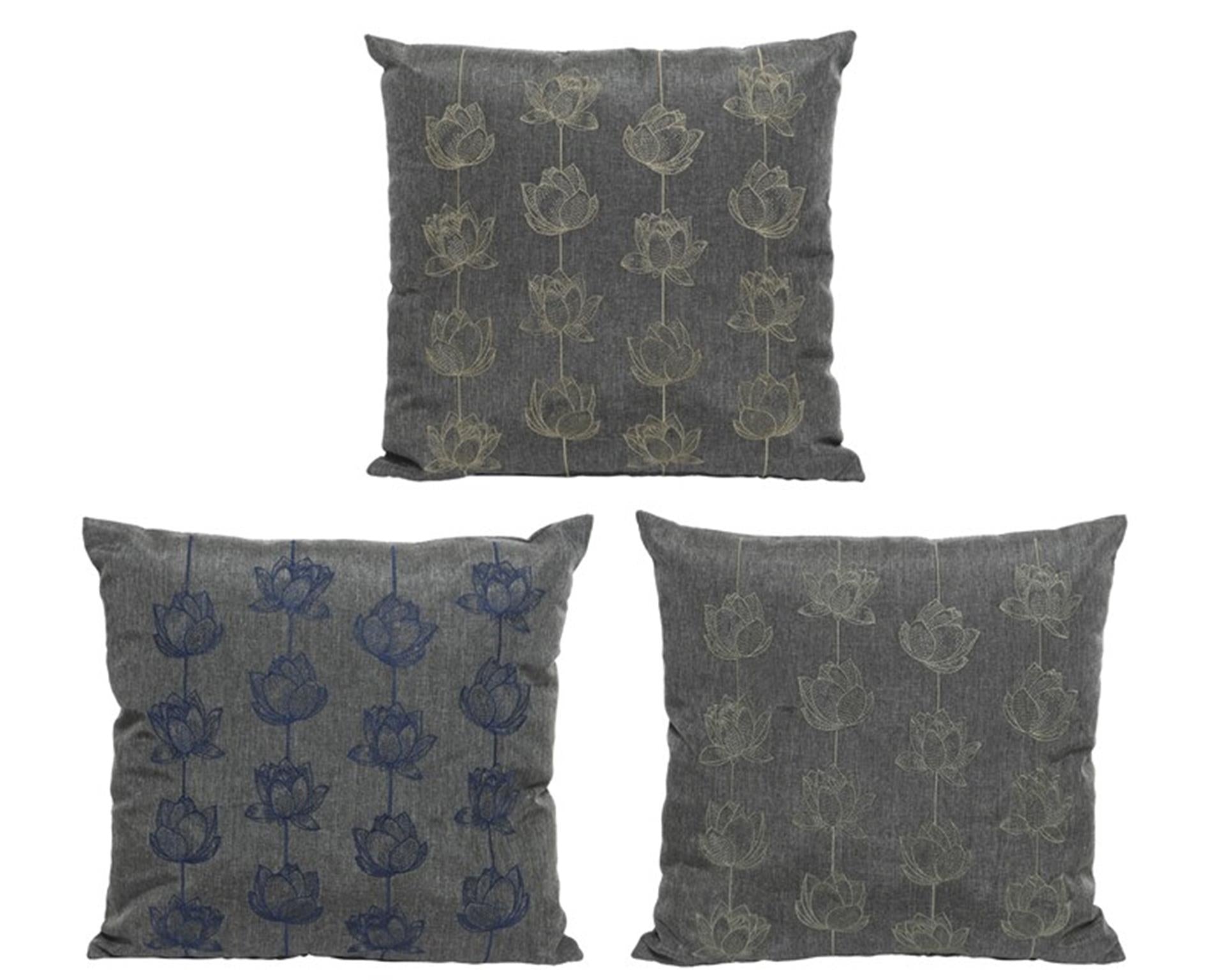 Decoris coussin d'extérieur fleur grise 45x45 assorti