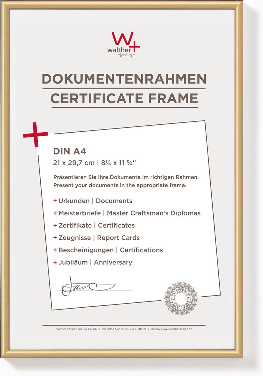 Walther new lifestyle - cadre en plastique - format photo 21x29,7 cm (din A4) - or