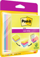 Feuillets super collants Post-it®, vert fluo, jaune canari™, fuschia, bleu méditerranéen, 76 mm x 76 mm, bloc de 75 feuilles, 4 blocs