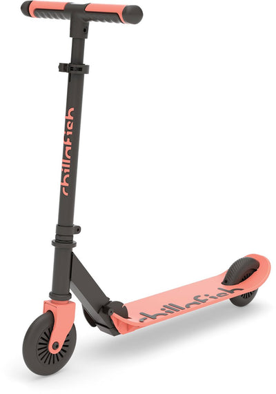 Trottinette enfant Chillafish garçon et fille à partir de 5 ans avec frein à pied - rose orange - trottinette avec guidon réglable - pliable et légère avec roues abec-5 - modèle flexxi