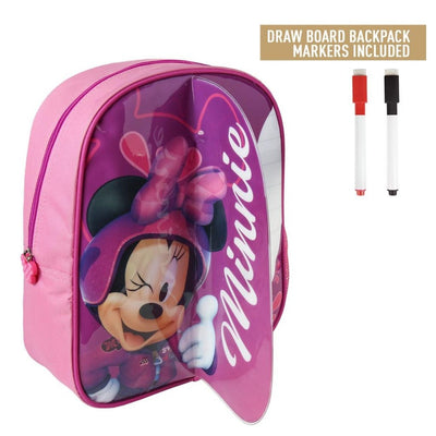 Sac à dos Cerda Minnie Mouse avec zone d'écriture + 2 marqueurs 25x31x10 cm rose