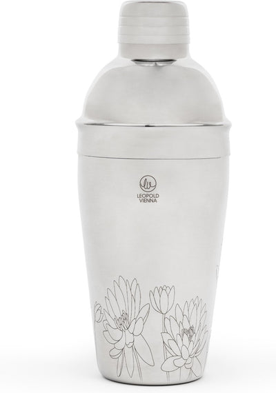 Leopold Vienne - shaker à cocktail 500ml fleurs en acier inoxydable - shake cup - avec gravure laser