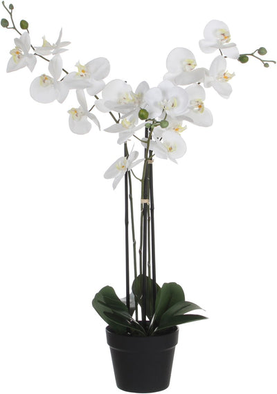 Mica décorations fleur d'orchidée plante artificielle - blanc - h75 x l50 cm