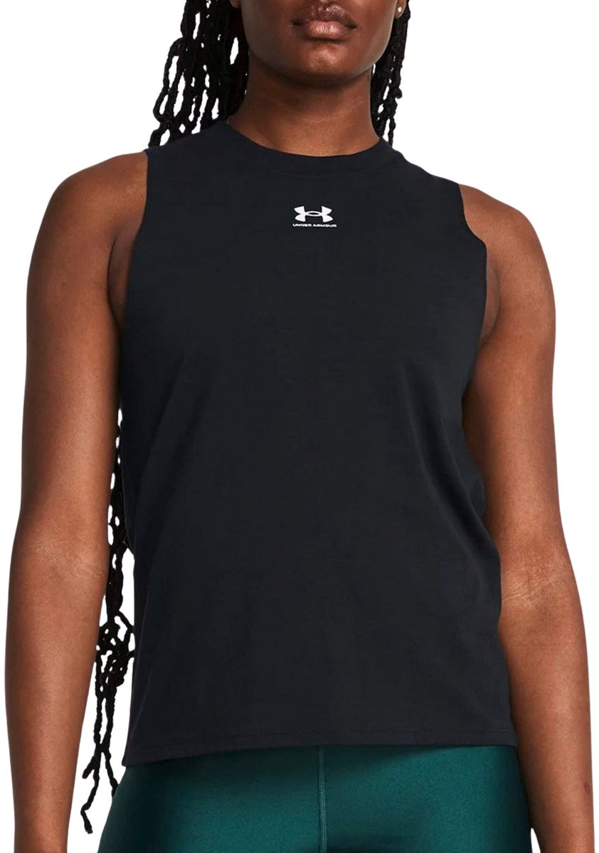 Under armour ua rival muscle tank-blk chemise de sport femme - noir - blanc