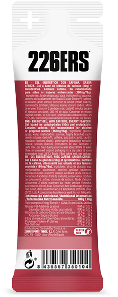 226ers gel cerise haute énergie 160 mg caféine 76 g