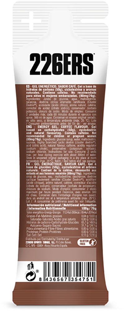 226ers gel de café expresso haute énergie 80 mg de caféine 76 g