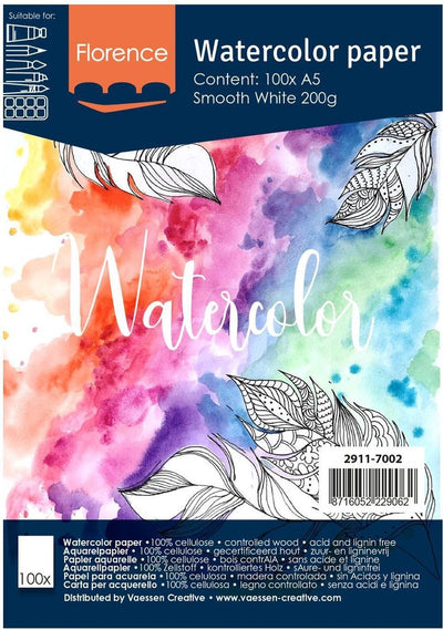 Unbranded sans marque Carnet de croquis pour aquarelle A5 100 feuilles 200 grammes 21 x 15 cm - Papier aquarelle - Blocs d'aquarelle - Blocs de dessin - Matériel de peinture pour loisirs créatifs