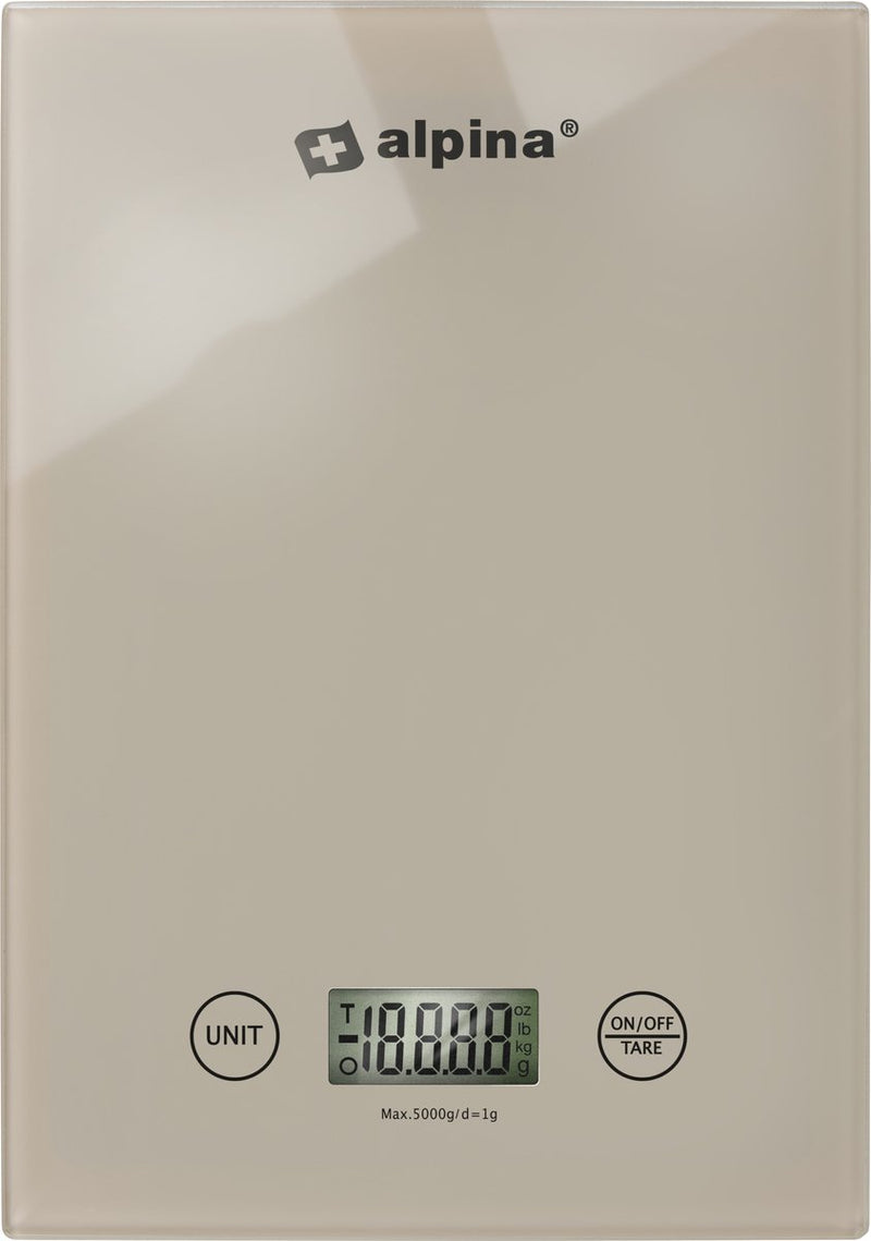 Balance de cuisine numérique Alpina - balance de cuisine en gr, lb, oz et ml - balance de précision avec fonction tare - accessoires de cuisine - 22 x 15,5 cm - beige