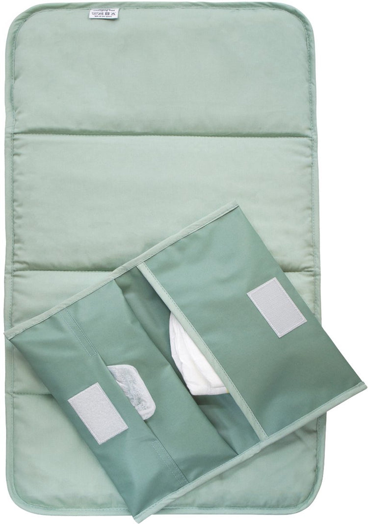 Kipkep Set de soins pour couches bébé - matelas à langer et étui à couches lavables - imperméable - vert pâle, vert - durable