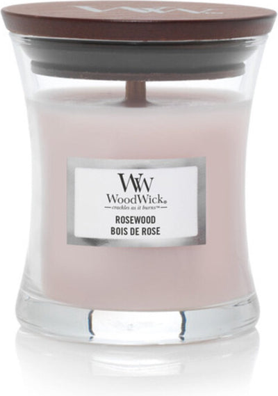 Mini bougie bougie parfumée Woodwick - bois de rose - 20 heures de combustion - 85gr - 8 cm ø 7 cm