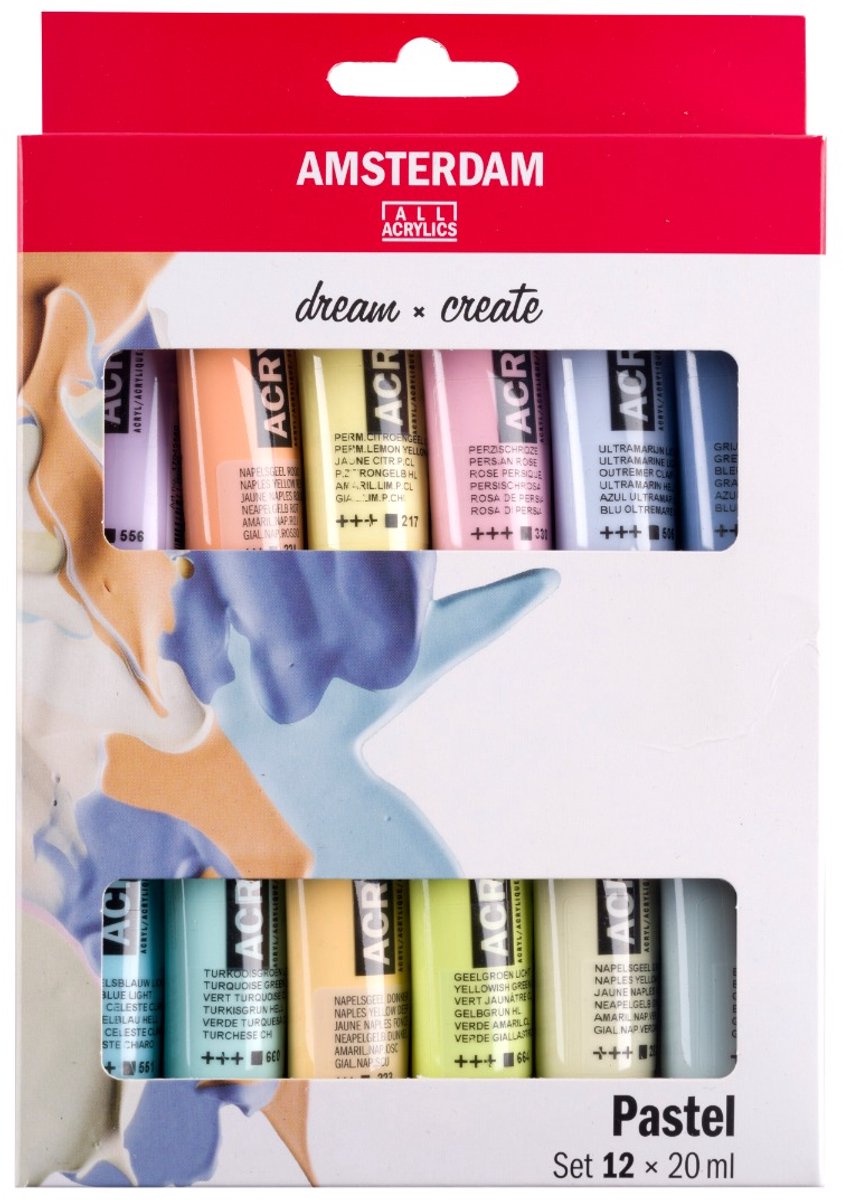 Amsterdam tous les acryliques amsterdam • ensemble de pastels de peinture acrylique série standard 12x20ml