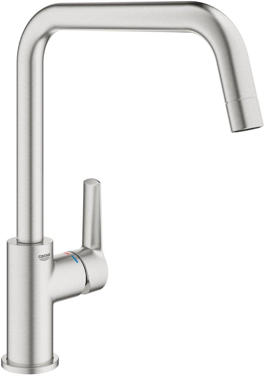 Mitigeur de cuisine Grohe start - bec haut - plage de pivotement 150° - supersteel (aspect inox)