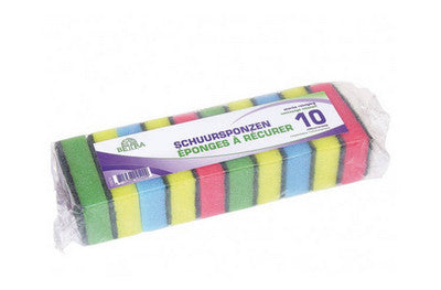 Éponge à récurer couleurs assorties 90x58x30 mm (10 pièces)