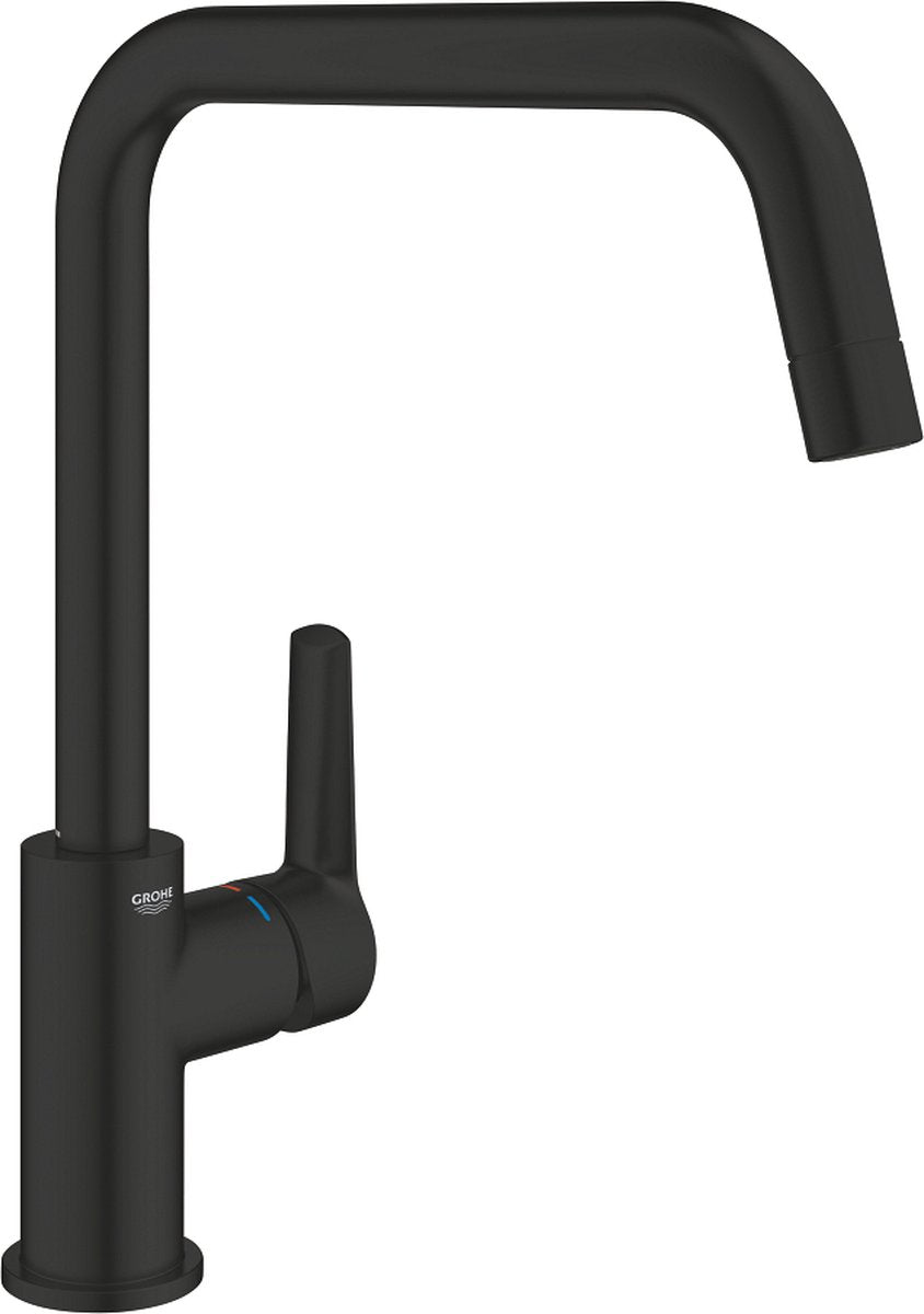 Robinet de cuisine Grohe start - bec haut - plage de pivotement 150° - noir mat