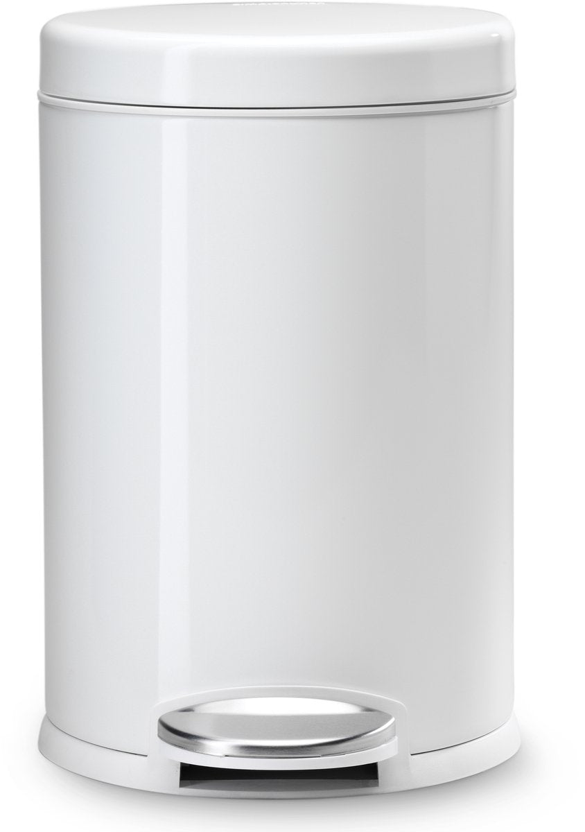 Poubelle Simplehuman ronde 4,5 l - blanc - acier inoxydable