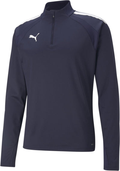 Maillot de sport Puma teamliga 1 4 zip top pour homme - bleu marine- blanc