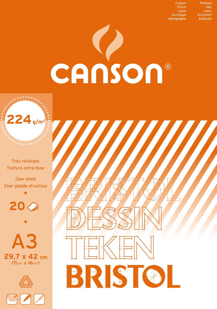 Carnet à dessin Canson format Bristol 297 x 42 cm (A3)