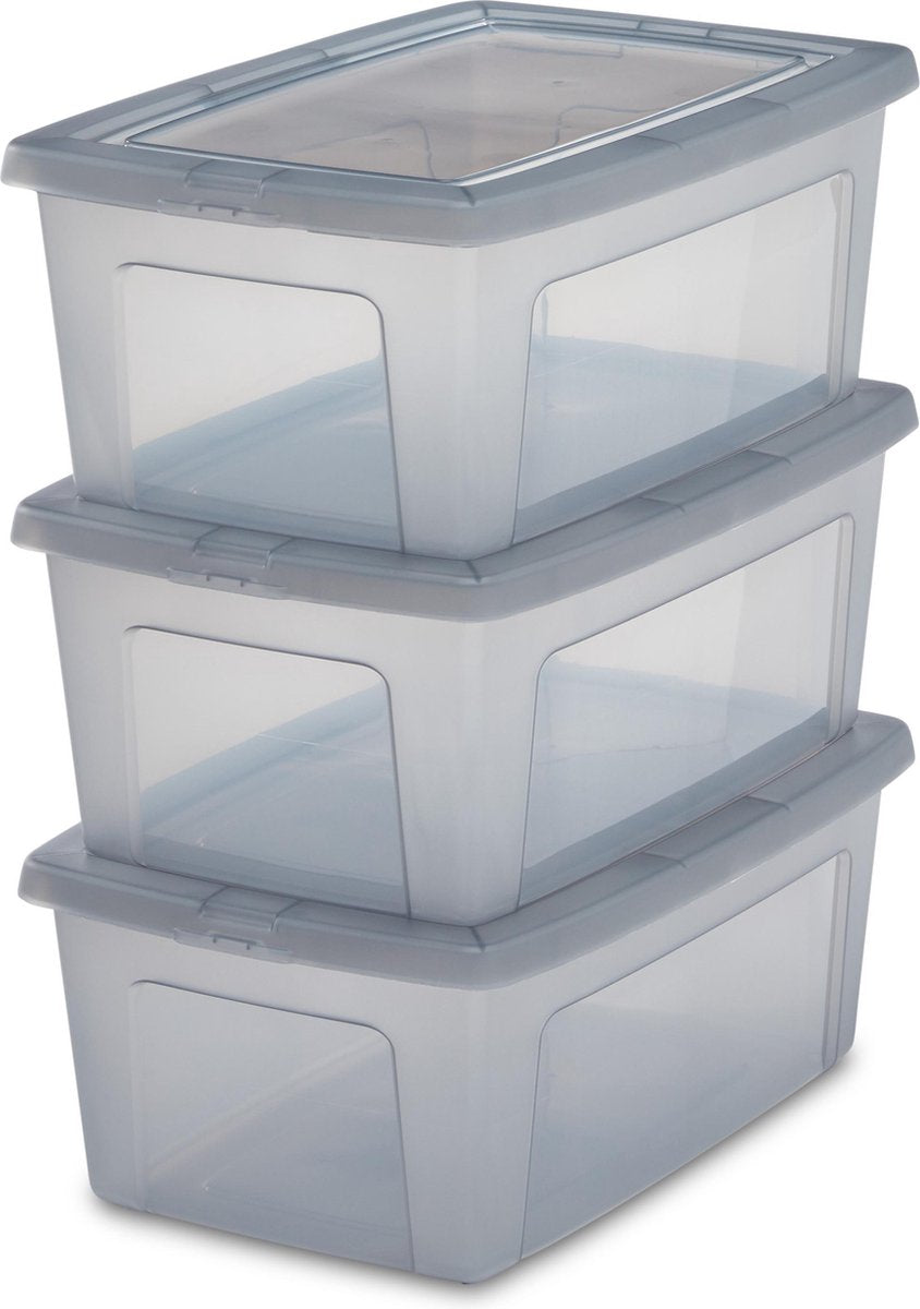 Boîte de rangement Iris clearbox - 11l - plastique - gris - lot de 3