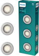 Philips LED Spot encastrable Philips Peridot - raccord gu10 - nickel - rond - tête fixe - pack de 3
