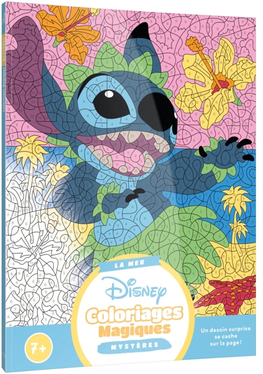 Hachette - livre de coloriage jeunesse disney couleur par numéro pour enfants - à partir de 7 ans - 23 illustrations