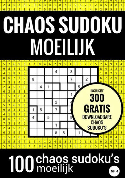 Choas sudoku sudoku difficile : chaos sudoku - non. 4 - livre de puzzles avec 100 puzzles difficiles pour adultes et personnes âgées