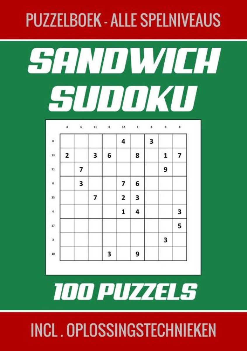 Sandwich sudoku - livre de puzzles, tous niveaux de jeu - 100 puzzles incl. techniques de résolution