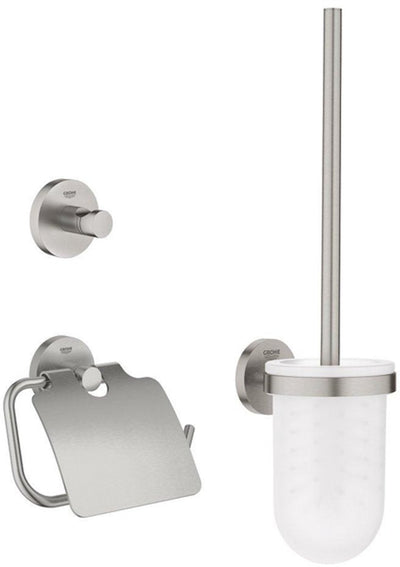 Ensemble d'accessoires Grohe Essentials - porte-rouleau de papier toilette - ensemble brosse WC - crochet - super acier (acier inoxydable)