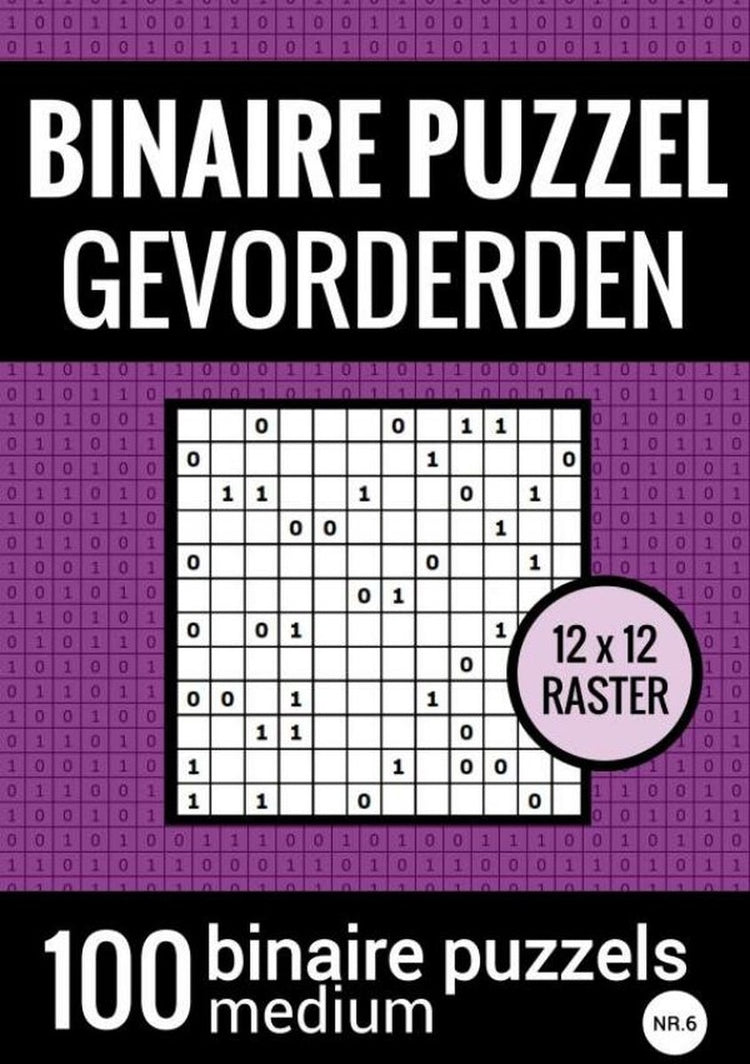 Support de puzzle binaire sans marque sans marque pour étudiants avancés - livre de puzzles avec 100 binairos - no.6
