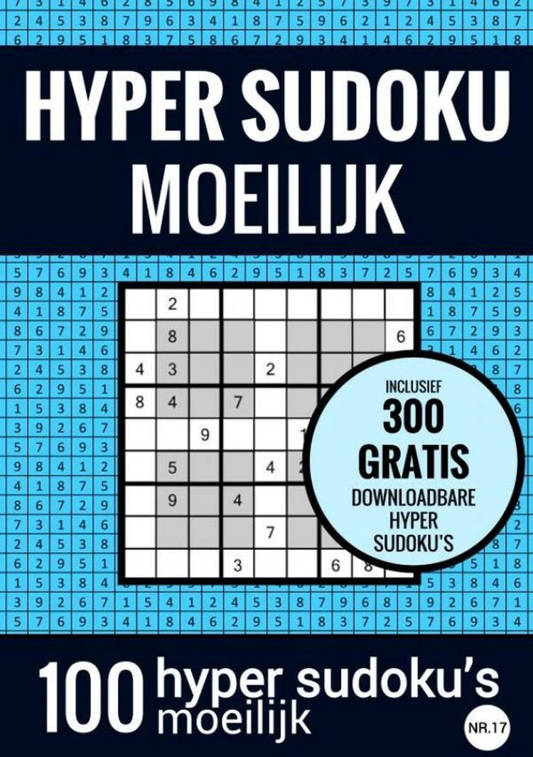 Hyper sudoku - sudoku difficile - non. 17 - livre de puzzles avec 100 puzzles difficiles pour adultes et personnes âgées