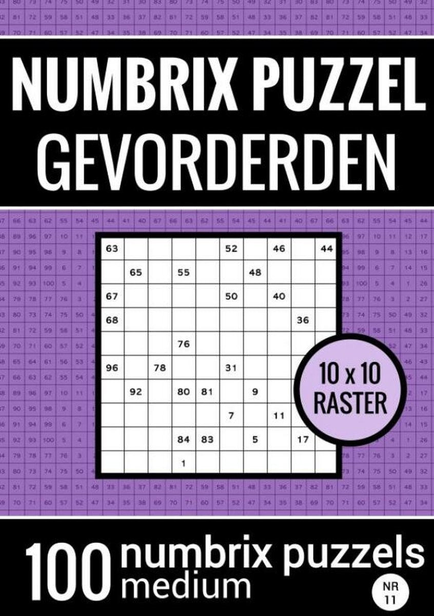 Livre de puzzles sans marque sans marque avec 100 puzzles Numbrix pour étudiants avancés - no. 11 - puzzle numbrix moyen