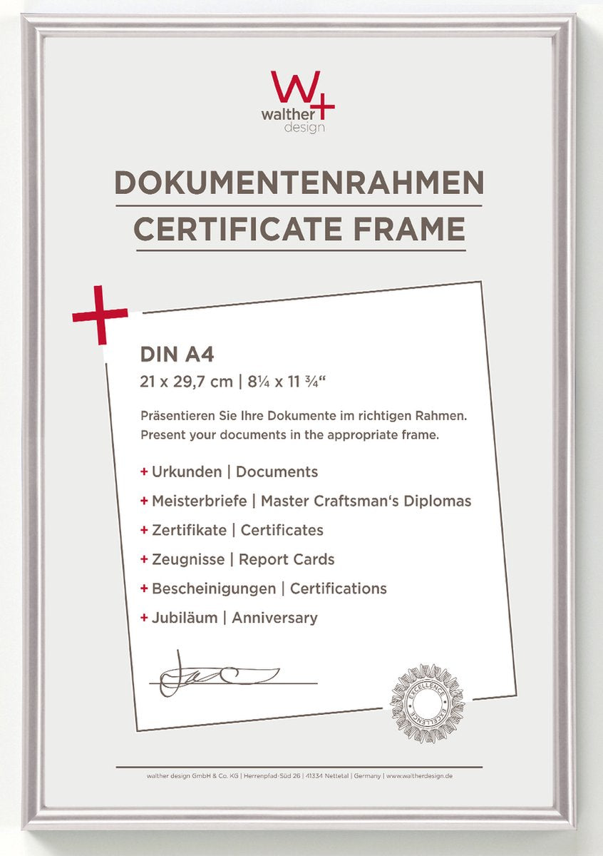 Walther Galeria - cadre en plastique - format photo 21x29,7 cm (din A4) - argent