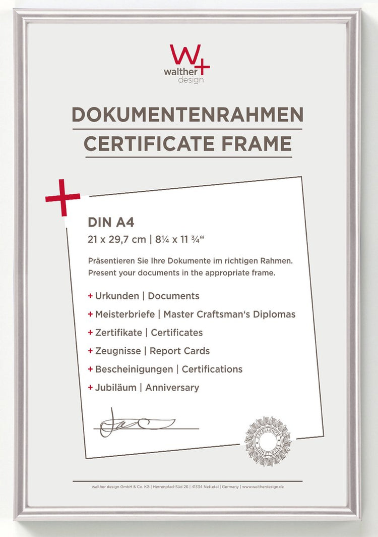 Walther Galeria - cadre en plastique - format photo 21x29,7 cm (din A4) - argent