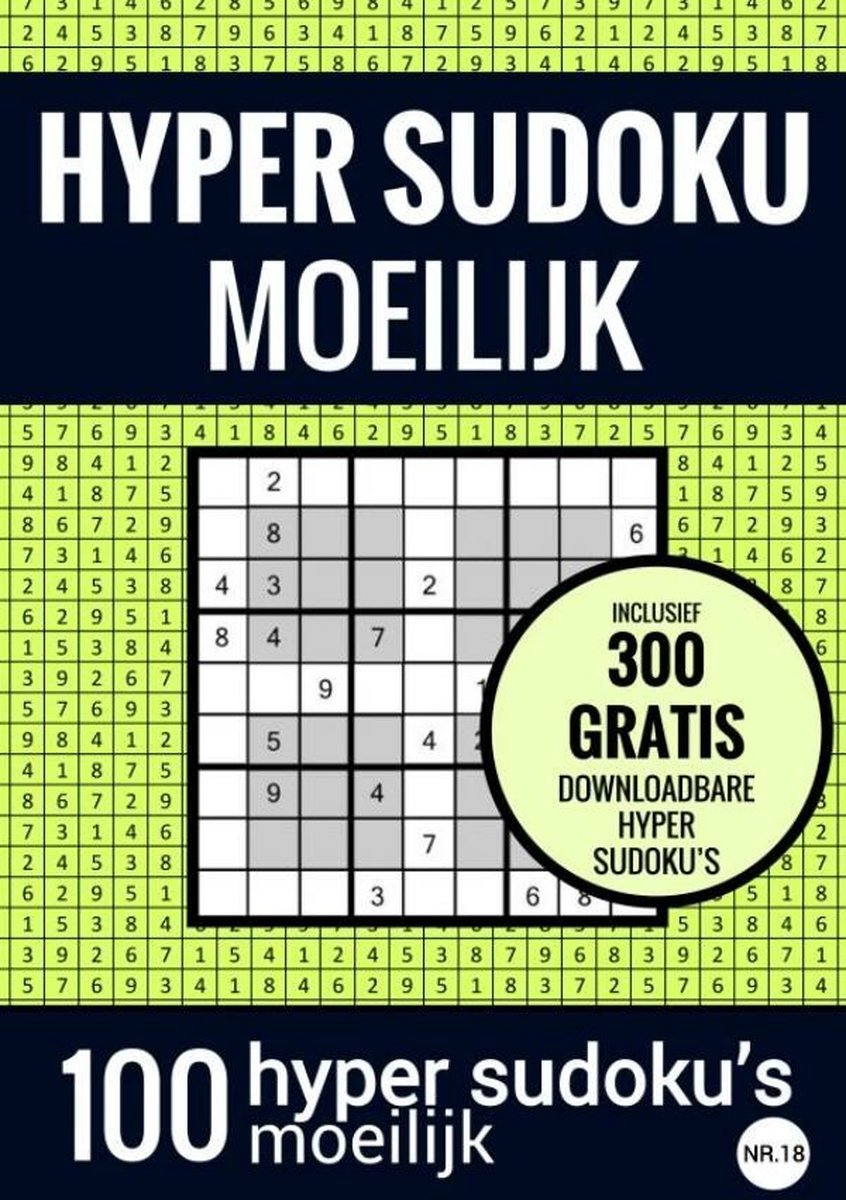 Hyper sudoku sudoku difficile : - non. 18 - livre de puzzles avec 100 puzzles difficiles pour adultes et personnes âgées
