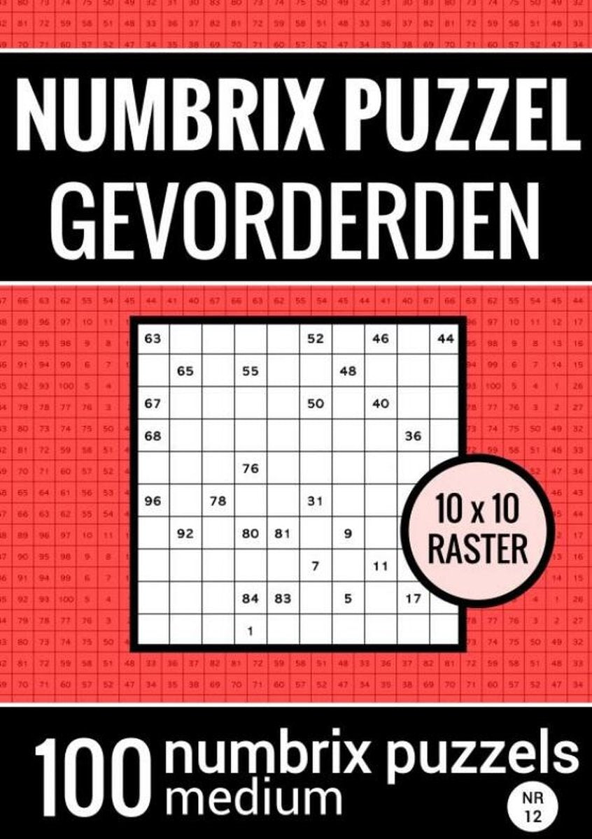 Support de puzzle Numbrix sans marque sans marque pour étudiants avancés - livre de puzzles avec 100 puzzles Numbrix - no. 12