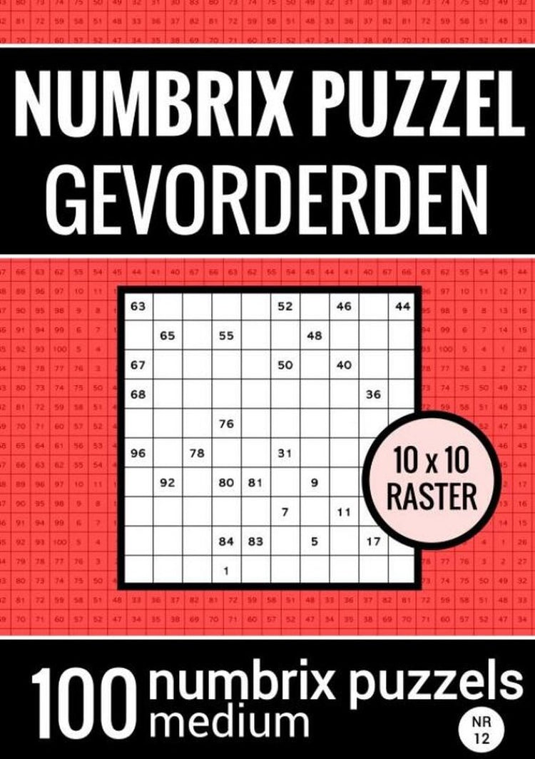 Support de puzzle Numbrix sans marque sans marque pour étudiants avancés - livre de puzzles avec 100 puzzles Numbrix - no. 12