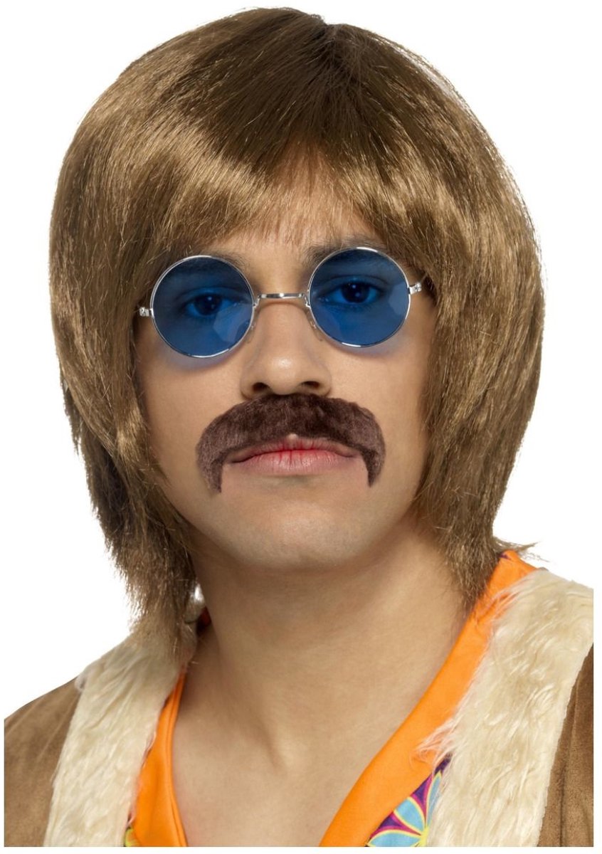 Ensemble de costumes hippie Smiffys - perruque, moustache et lunettes - hommes - accessoires de costumes - carnaval