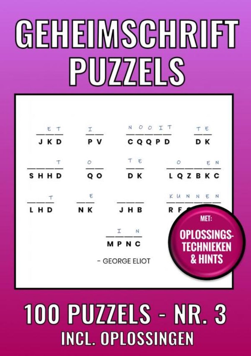 Livre de puzzles à code secret sans marque, sans marque, no. 3 à 100 puzzles - y compris explication, conseils et solutions