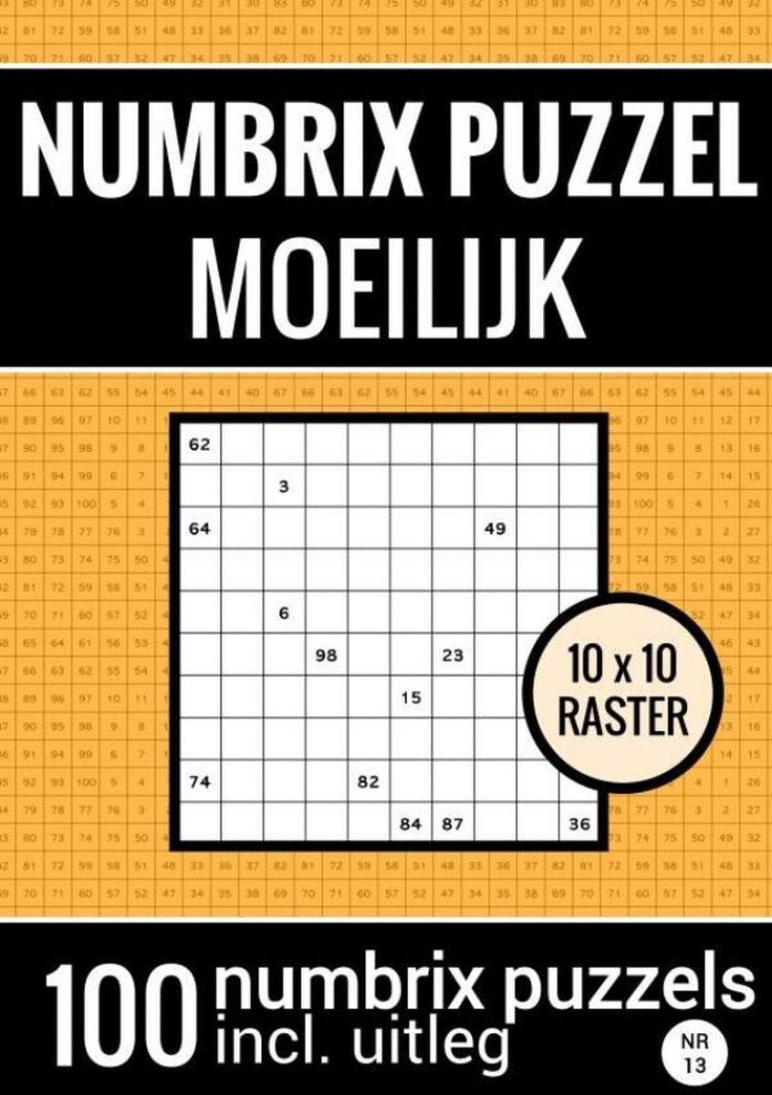 Livre de puzzles sans marque sans marque avec 100 puzzles Numbrix pour étudiants avancés - no. 13 - Casse-tête Numbrix difficile
