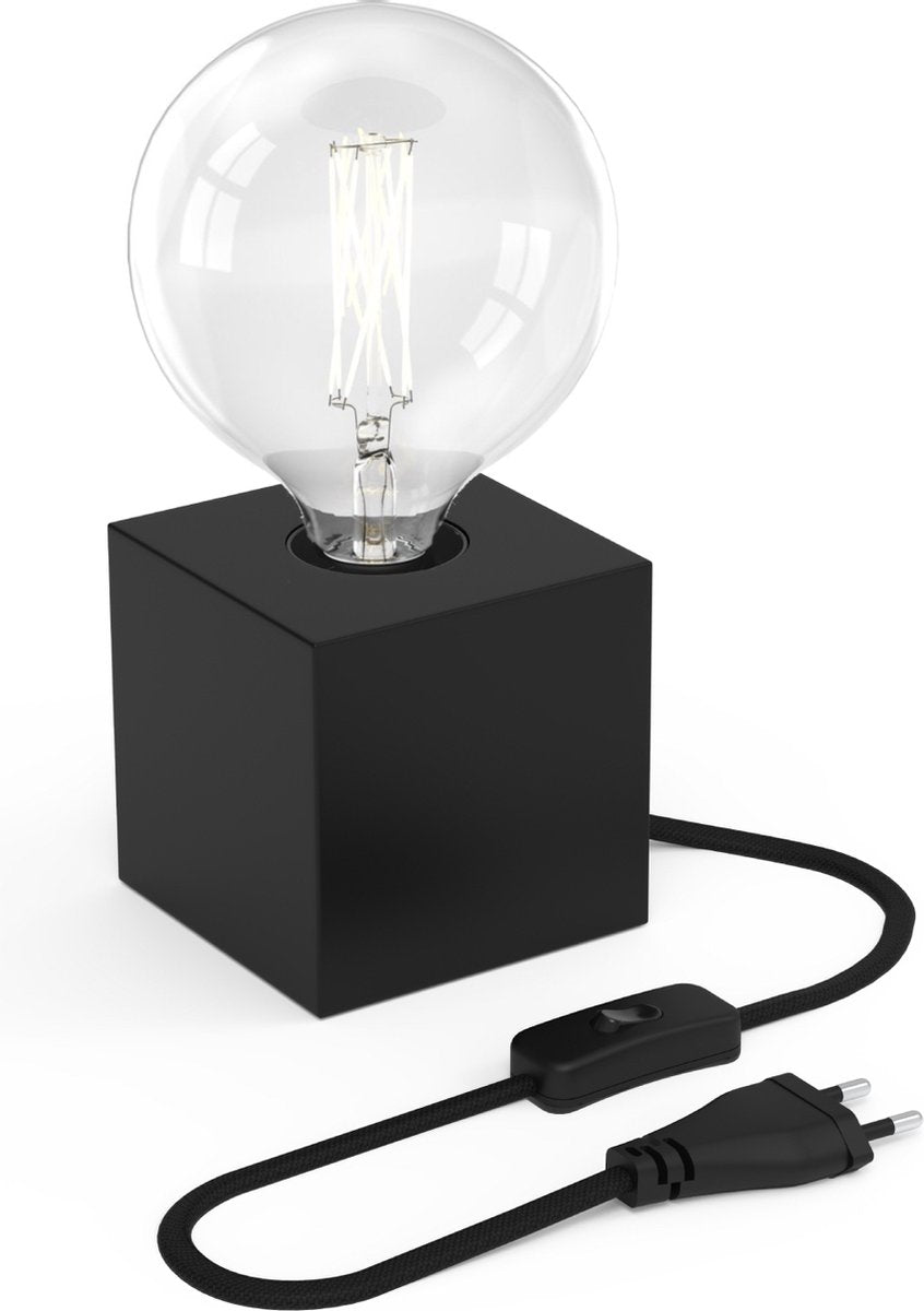 Lampe de table Calex carrée - industrielle - culot E27 - noir - excl. source de lumière