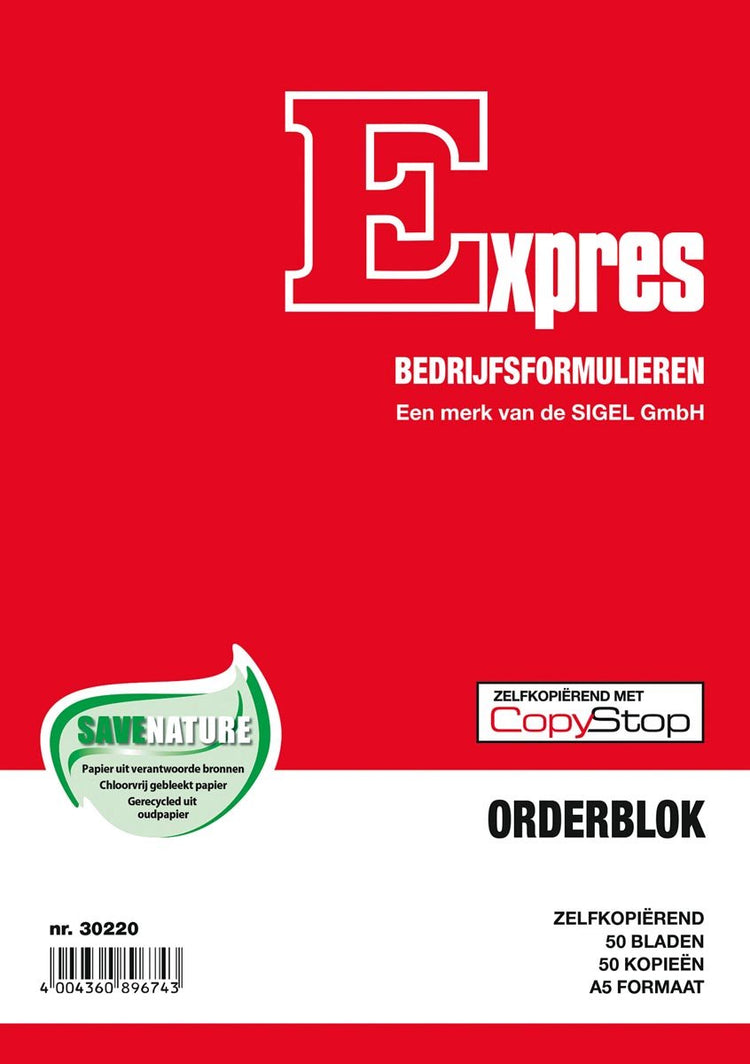 La société Sigel express forme un bloc de commande, 2x50 feuilles, numérotées (rétractables 5 pièces)