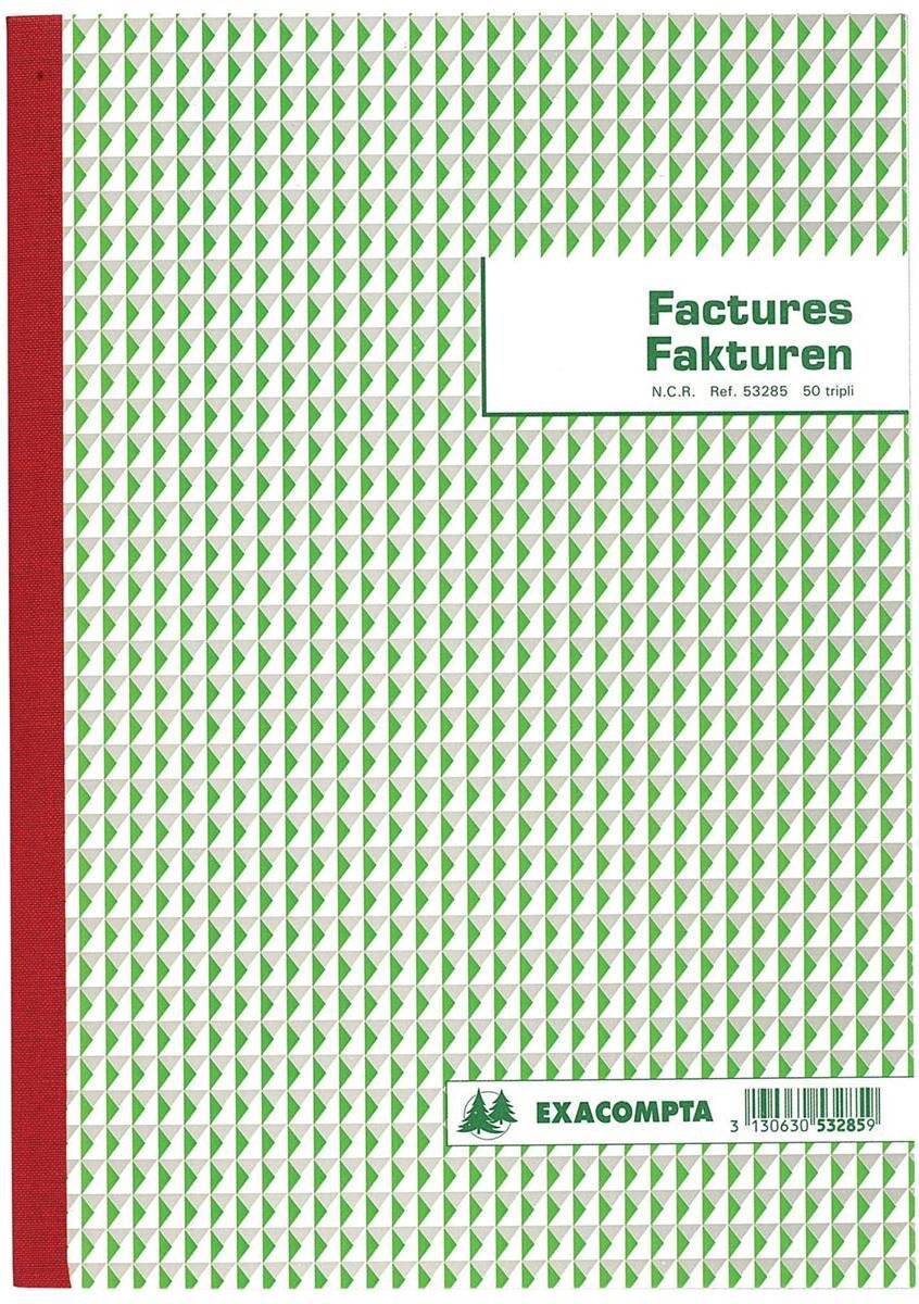 Carnet de factures Exacompta format 21 x 297 cm tripli bilingue (50 x 3 feuilles)