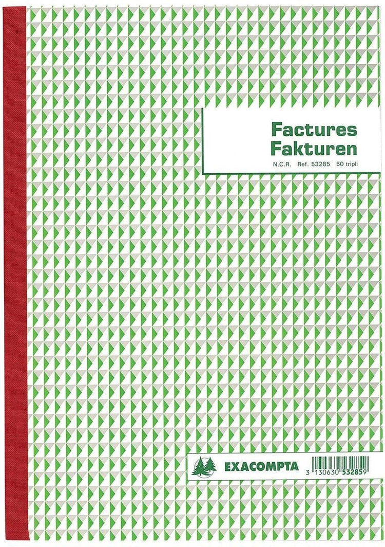 Carnet de factures Exacompta format 21 x 297 cm tripli bilingue (50 x 3 feuilles)