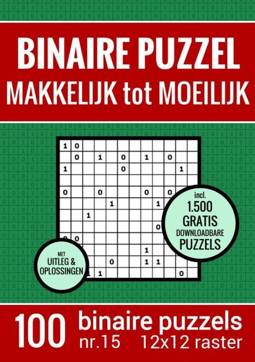Cadeau de Noël sans marque sans marque - puzzle binaire - facile à difficile - livre de puzzles avec 100 binairos - no. 15