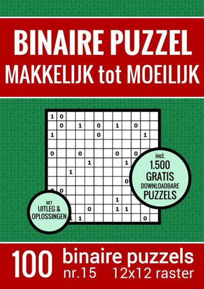 Cadeau de Noël sans marque sans marque - puzzle binaire - facile à difficile - livre de puzzles avec 100 binairos - no. 15
