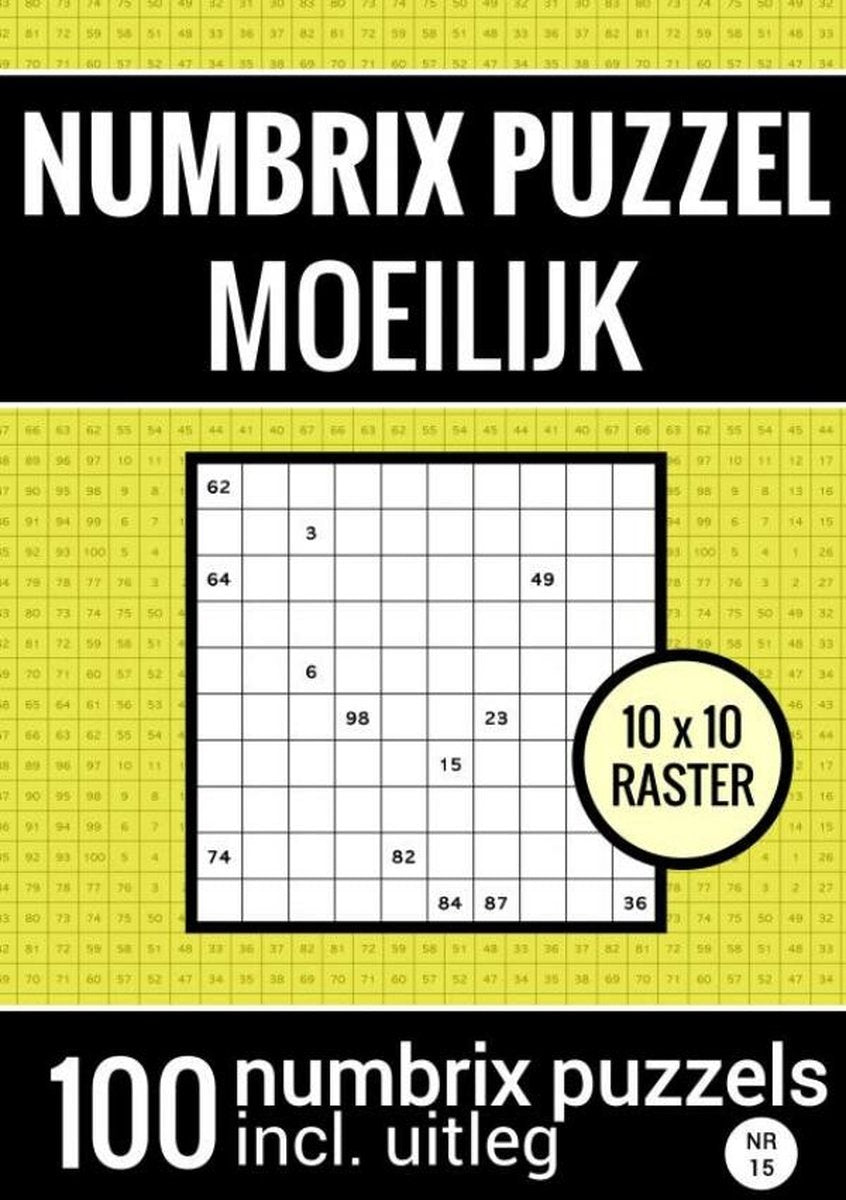 Casse-tête Numbrix sans marque sans marque difficile pour les étudiants avancés - Livre de puzzles avec 100 puzzles Numbrix - no. 15
