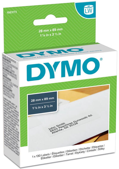 Étiquettes d'adresse de retour Dymo originales pour étiqueteuses | 28 mm x 89 mm | 130 étiquettes autocollantes | adapté aux imprimantes d'étiquettes labelwriter | fabriqué en europe